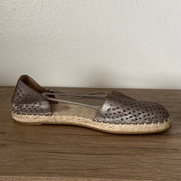 Eileen Fisher Lee 2 Espadrille Sandals Closed Toe 6 US Leather Flats Mica Jute - Picture 10 of 12